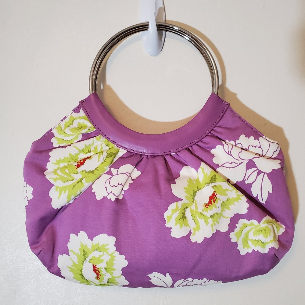 Banana Republic purple floral tote w/ metal
